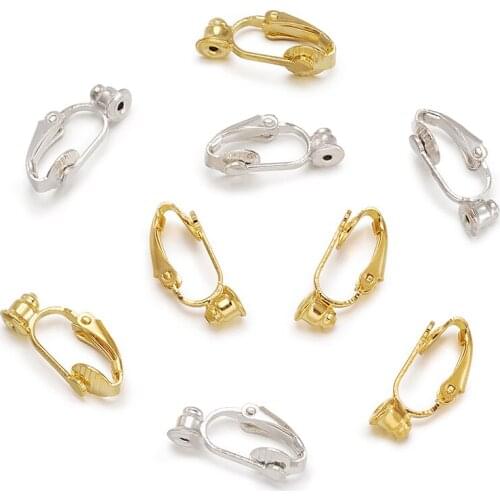 1set 19x6x9mm Silver Color Brass Clip on Earring Converter Earring Findings Diy for Jewelry Making Accessories