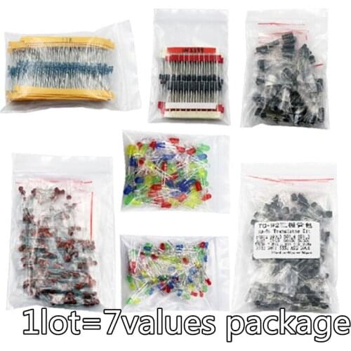 Metal film Resistor assortment kit led diodes Electrolytic Capacitor Ceramic set transistor Pack diy electronic components Kits