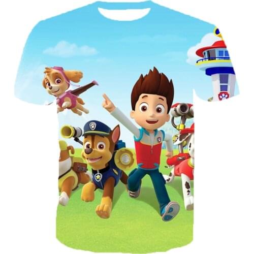 2021 New PAW PATROL Summer Boys And Girls Childrens Shirts Casual Sports Baby Short Sleeved Kawaii Top 4-14y