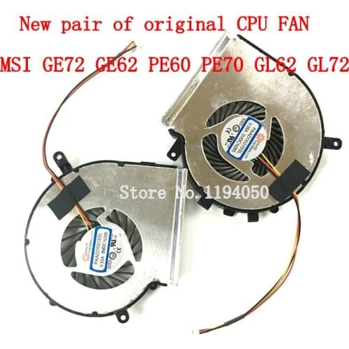 New MSI GE62 GL62 GE72 GL72 GP62 GP72 PE60 PE70 CPU Cooling Fan PAAD06015SL