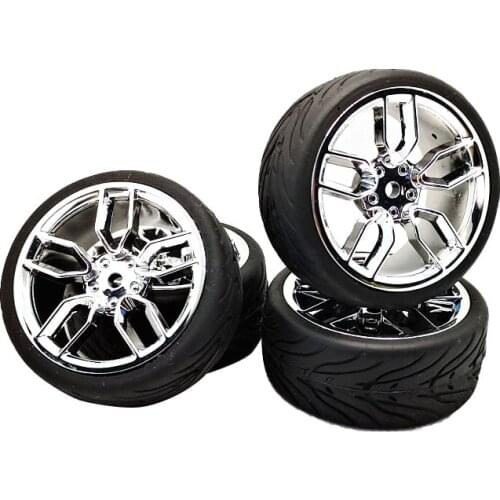 Rim 12mm 1/10 Rubber Tire Wheel Set Model 4pcs S3C + PP133 Fit 1:10 RC On Road Car