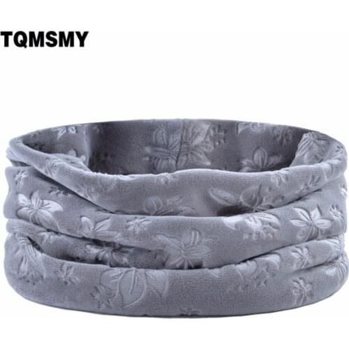 TQMSMY Solid Color Flower Style Velvet Ring Scarf Unisex Winter Warm Ring Scarves Thick Warm Neck Super Elastic Knit TMDH61
