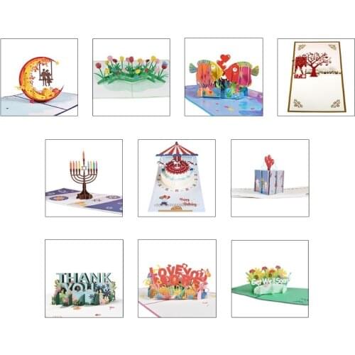 3D Get Well Soon Card Pop-Up Flowers Greeting Card Sympathy Mothers Day Wedding Anniversary Birthday Postcards
