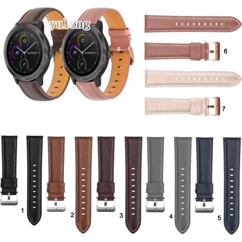 20mm Fashion Leather Watch Band Strap for Garmin Vivoactive 3 trainer music Smart Watch Replacement Wrist bands For Venu SQ