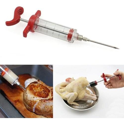 Stainless Steel Spice Syringe Marinade Injector Flavor Syringe Cooking Meat Poultry Turkey Chicken Kitchen BBQ Tool