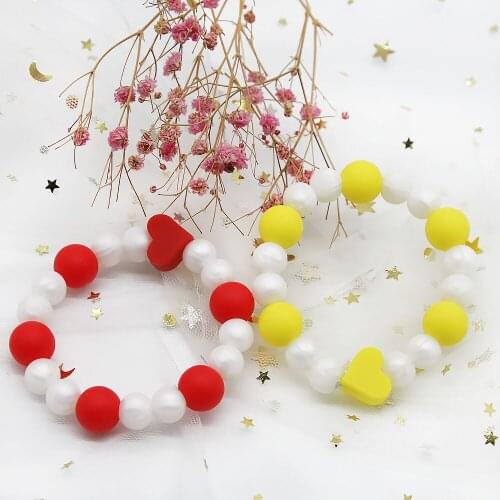 Cute-idea DIY Pacifier Chain Silicone Beads Food Grade BPA Free Chewable Teething bracelet For Baby Teething toys