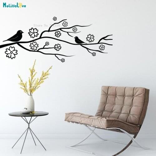 Cherry Blossom Birds Flying Beautiful Animal Cute Nature Living Room Decal Home Decoration Removable Vinyl Wall Sticker YT1847