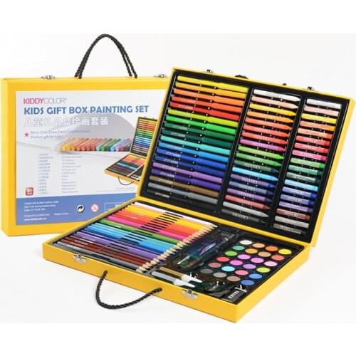 122pcs/set Deluxe Art Set for Kids in Colorful Paper Case Children Student Art Supplies Crayon Watercolor Oil Painting Set