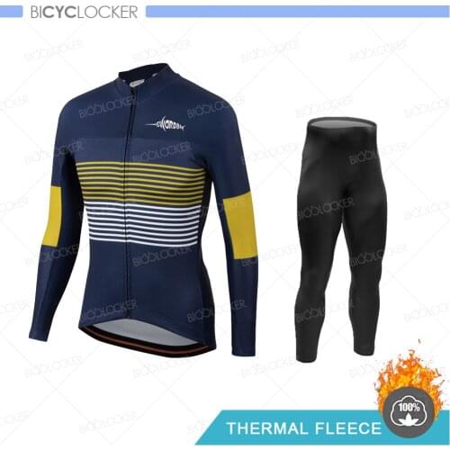 2021newCycling Clothing Winter Man Long Sleeve Jersey Set Thermal Fleece Maillot Ciclismo Road Bike Keep Warm Riding Full Zipper