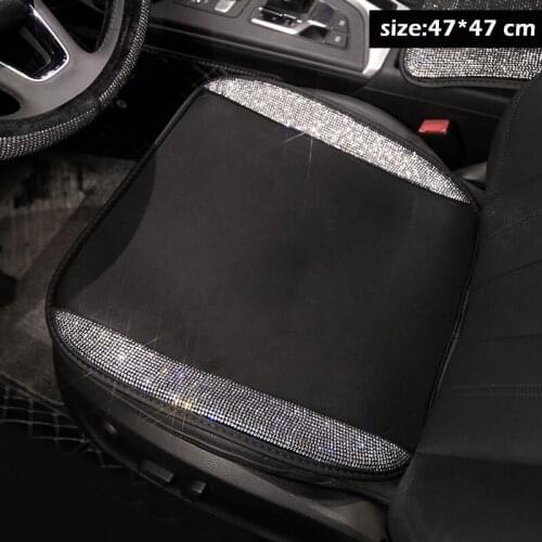 3pcs Sets Universal Car Seat Cover Diamond Rhinestone Ice Silk Auto Seat Cushion Interior Accessories Front Seat Pad for Women