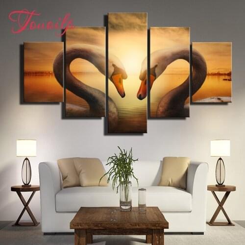 5d diy 5ps Swan Lover Sunset 5d diamond painting crystal 5d diamond embroidery spuare&round crystal painting cross stitchsets