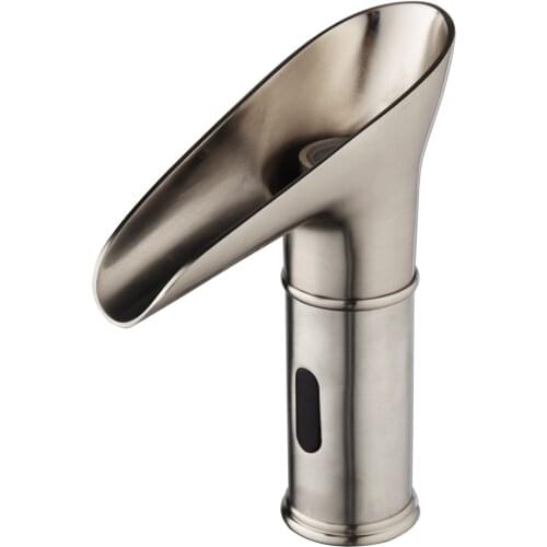 Bathroom Waterfall Automatic Sensor LED Faucet Touchless Basin Sink Vessel Taps Brushed Nickel