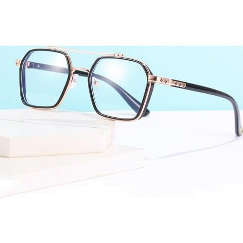 Elbru Large Frame Double Beam Anti-blue Light Myopia Glasses Simple Ultra light High Definition Fashion Trendy Myopia Glasses