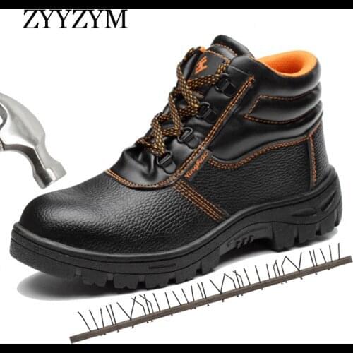 ZYYZYM Steel Toe Shoes Men Safety Work Boots Autumn Winter High Style Men Work Safety Shoes Anti-piercing Protection Footwear