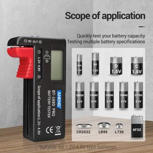 BT168 PRO Battery Capacity Tester for 9V 3.7V 1.5V AA AAA Cell C D 18650 Battery 50PB