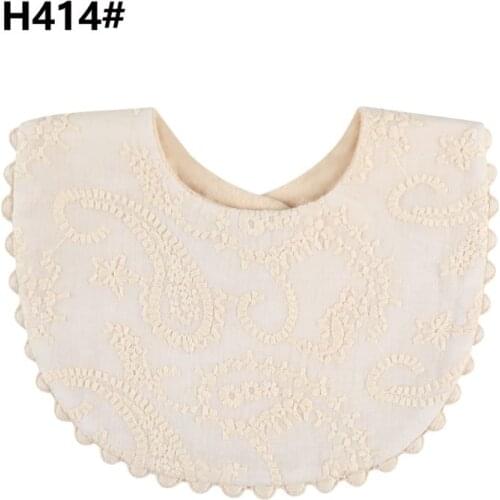 W3JF Baby Bibs Newborn Embroidery Floral Princess Cotton Bandana Feeding Saliva Towel