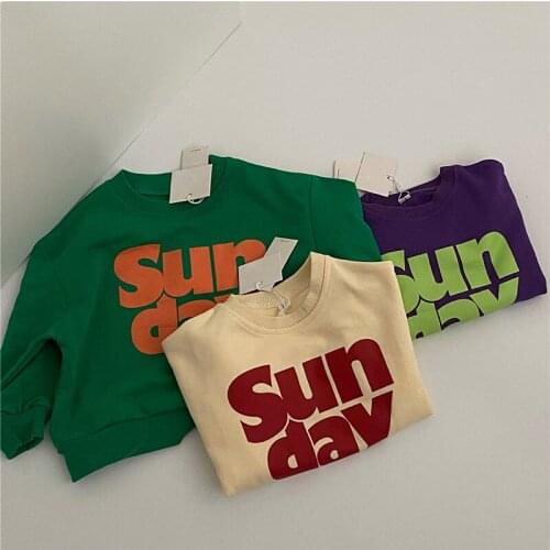 Baby Girls Boys Letter Print Sweatshirts Chidlren Cotton Tops Kids Fashion Long Sleeve T-Shirt Sweatshirt Baby Clothes Outfits