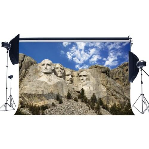 Photography Background American Mount Rushmoore National Memorial Backdrop Famous Carving Rock Stone Statue Blue Sky White Cloud