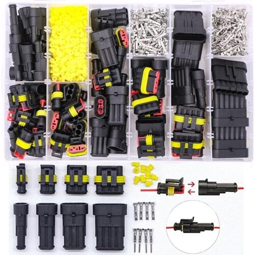 708/1004pcs 1/2/3/4/5/6 pin HID sealed waterproof wire connector for car Electrical waterproof set 300V 12A Fast Delivery