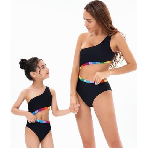 Mother And Daughter Scroop Neck Swimwear Family Matching Kids Swimsuit Girls Cross Knotted Thong Bikinis Baby Women Bathing Suit