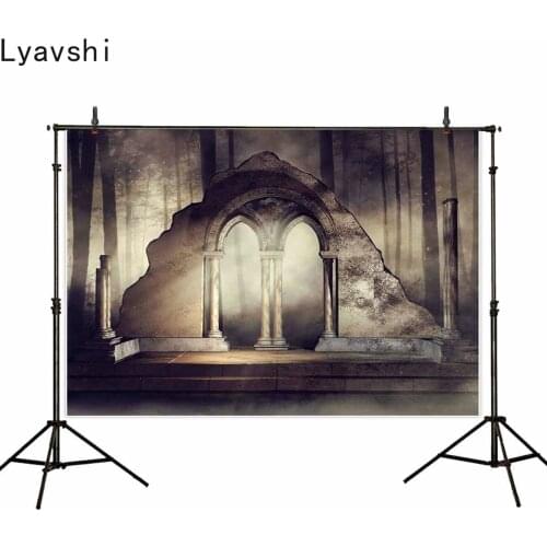 Lyavshi photography background scary withered empty forest strange stone arches backdrop Halloween photo studio