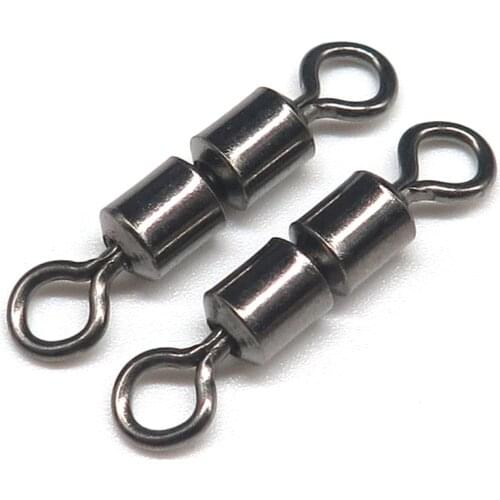 Minfishing 100 pcs Double joint MS fishing swivels Rolling swivel Ball Bearing Solid Rings Fishing Connector Fishing Hook