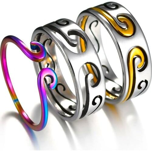 Trendy Stainless Steel Color Black Ring for Women Wedding Rings Men Jewelry Width 8mm Punk Couple Movie Design