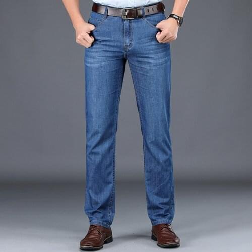 Men Jeans Loose Straight Slim Ultra-Thin Neutral Universal Simple Pants Summer Fashion Business Plus Size Vintage Baggy Trousers