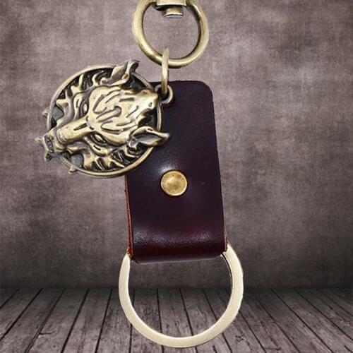 Men Punk Wolf Head Key Chain Pendant Metal Charm Animal Lion Keychain Keyring Bag Holder Gothic Vintage Accessories Gift