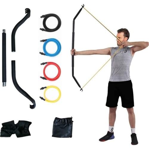 Portable Resistance Bands Set With Fitness Bar Bow Exercise Weightlifting Training Kit Full Body Workout Equipment for Home Gym