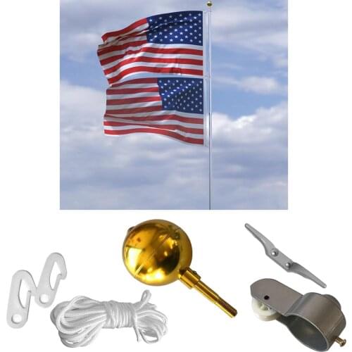 Flag Pole Parts Repair Kit 3" Topper Gold Ball Replacement Part Hardware