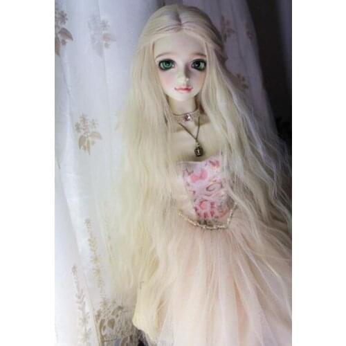 New Pale Gold/Smoky Gray/Silvery white European Style Long Wavy Wig For 1/3 22-24cm 1/4 17-19cm BJD SD MSD Doll Wig