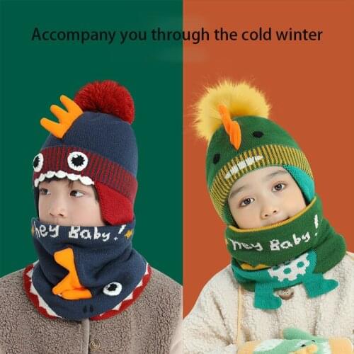 New childrens anime hat and scarf two-piece autumn and winter windproof warmth and velvet ear protection Christmas gift