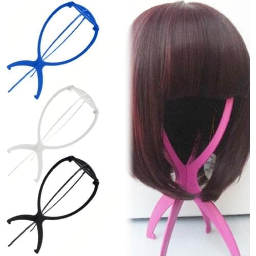 Plastic Portable Solid Color Wigs Display Stand Head Mannequin Hair Hat Hairpiece Wigs Holder Styling Accessories