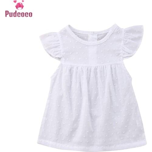 Pudcoco Summer Tutu Dresses Ruffle White Girls Dress Solid Clothing Princess Girl Costume For Party Birthday Holiday Ball Gown