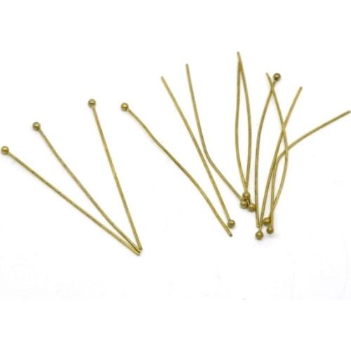 Lovely 300 Bronze Tone Copper Ball Head Pins 4.5cm(1-6/8") (B13436)