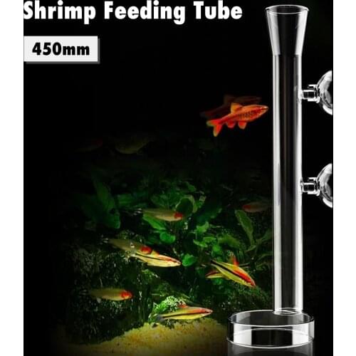 Behogar 450mm Clear Glass Aquarium Fish Shrimp Feeding Tube with Dish 2 Suction Cups for Aquarium Fish Tank Accessories