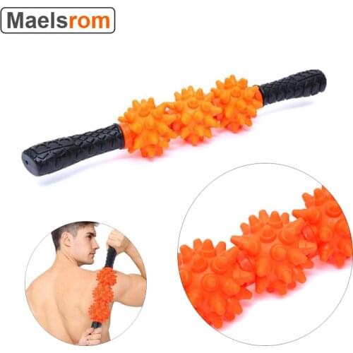 Handheld Gym Massage Roller Yoga Stick Body Muscle Massage Relax Tools Muscle Roller Sticks 3 Point Spiky Ball Trigger Point