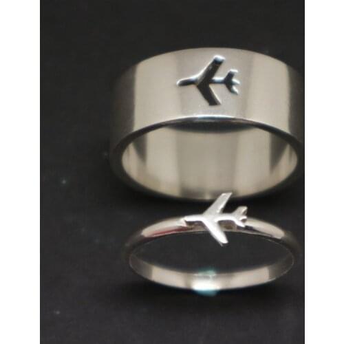 Airplane Couple Ring For Women Men Pilot & Flight Butterfly Dinosaur Ring Wedding Set Aviation Lover Anniversary Gifts Jewelry