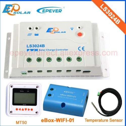 Regulator pwm solar charger 24V Battery controller EPEVER Free Shipping LS3024B Wifi eBOX and Temp sensor 30A 30amps Epsolar