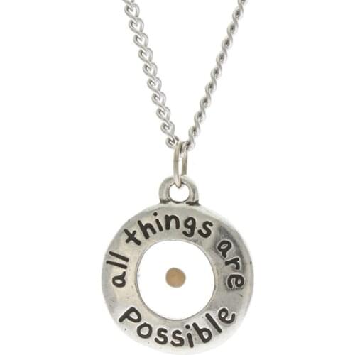 All Things Are Possible,with real Mustard Seed Necklace for Women Men Silver plated Religious Jewelry Christian Faith Gifts