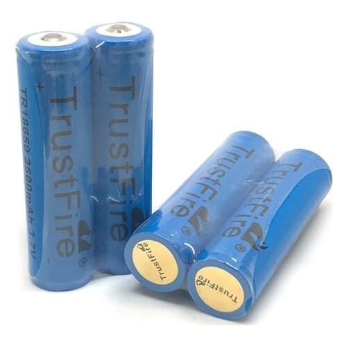 High Quality TrustFire TR18650 2500mah 3.7V Lithium Battery Rechargeable 18650 Batteries with Protected PCB for Flashlights