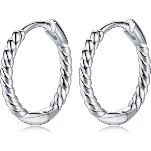 ZEMIOR 925 Sterling Silver Hoop Earrings For Women Minimalist Weaving Geometric Design Anniversary Fine Jewelry New Arrival