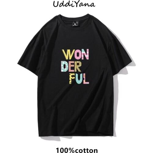 2021 Summer Womens Cotton T-Shirt Print Wonderful Short Sleeve Clothes Tee Casual Tops Fashion Mens T-Shirt Y2K Anime Clothing