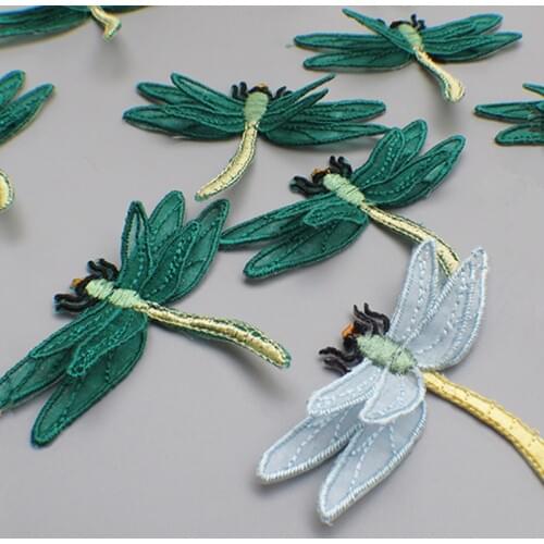 10 Pieces Double Layers Green Yellow Butterfly Patch for Clothing Applique for Bags Shoes Cloth Sticker Iron On Dragonfly Patch