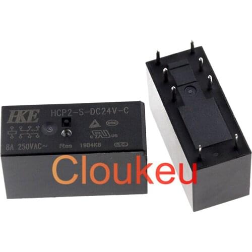 100Pcs Relay HCP2-S-DC5V 12V 24V-C 8A 8pin