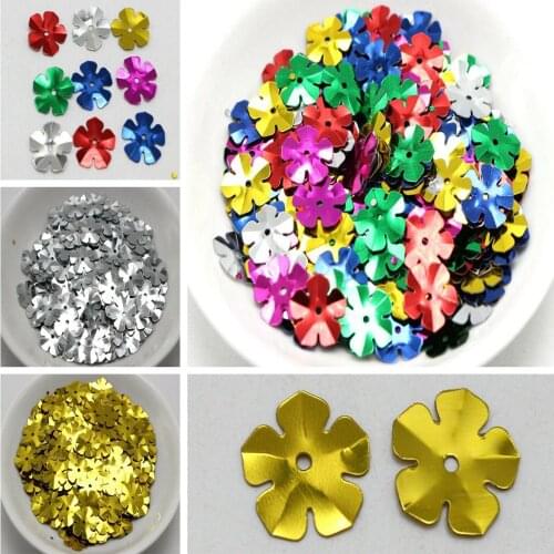 1100pcs 14mm Cup Flower Loose sequins Paillettes Sewing Mixed Color gold Silver