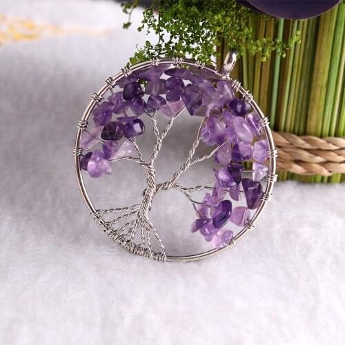 12pc Women Fashion Jewelry Natural stone Pendant Life Of Tree Healling Pendulum For Jewelry Making Necklace Earring Radiesthesia