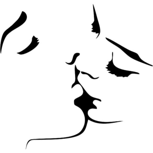 14.8cm*14.2cm Kissing Love Creative Car Styling Motorcycle Car Sticker Black/Silver S3-5391