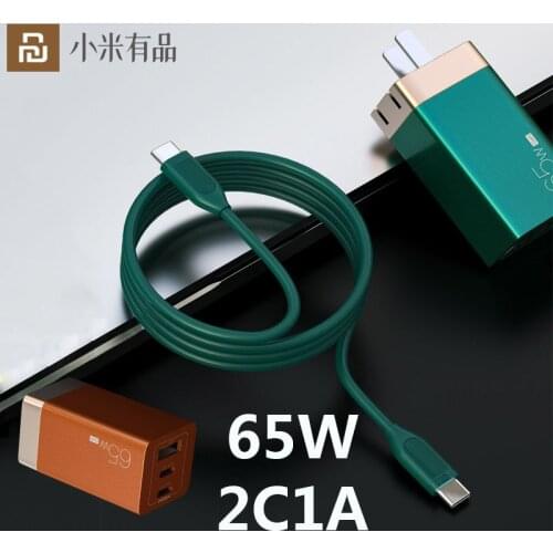 2021 Youpin 65W GaN Charger 2C1A 3Port Quick Charge Support PD QC3.0 PPS USB-C Type-C Portable Fast Charger For Laptop iPhone